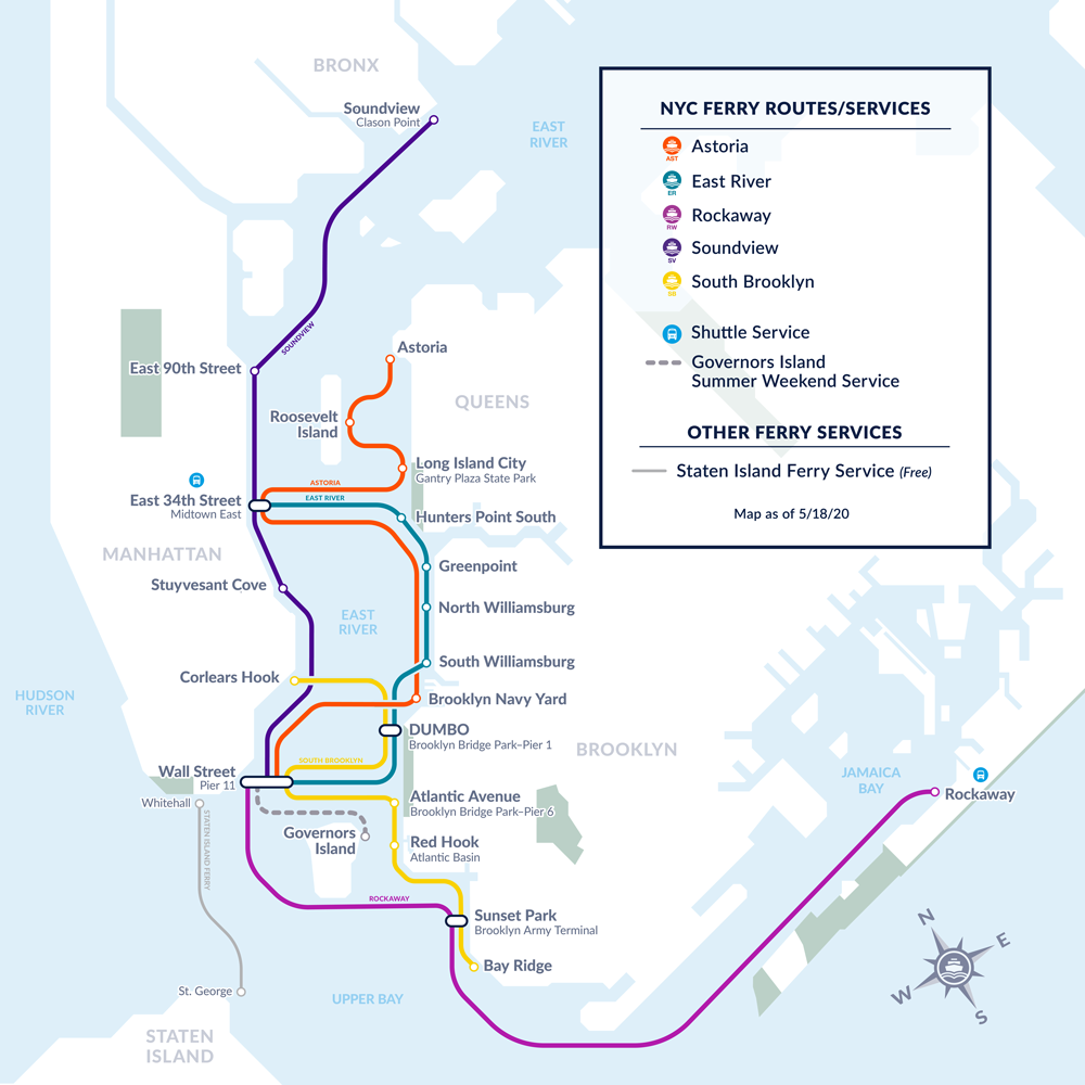 New York NYC Ferry Routes & Schedules